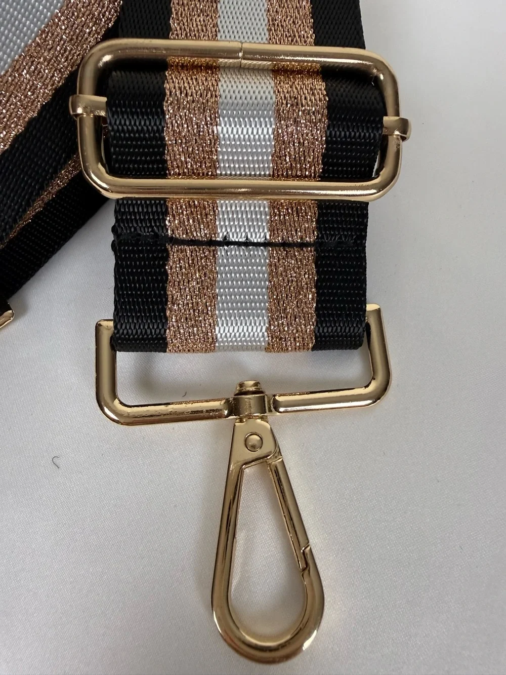 Adjustable Crossbody Bag Strap ~ 60” – Black Gold Thread Replacement Strap